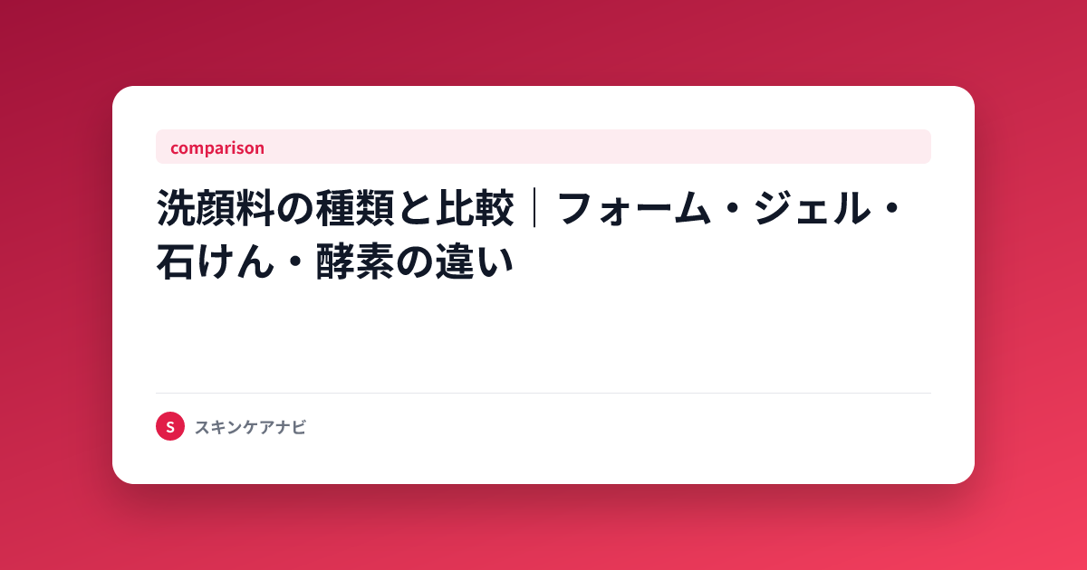 洗顔料の種類と比較｜フォーム・ジェル・石けん・酵素の違い
